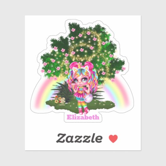 Magische Regenbogenmädchen, Märchen, Feenstaub Aufkleber (Blatt)
