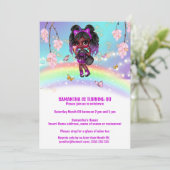 Magische Regenbogenmelanin coole Girl-Fantasy-Blum Einladung (Stehend Vorderseite)