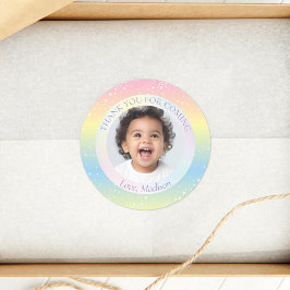 Magische Regenbogenstars Foto Vielen Dank für Ihr Runder Aufkleber