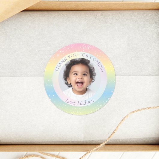 Magische Regenbogenstars Foto Vielen Dank für Ihr  Runder Aufkleber