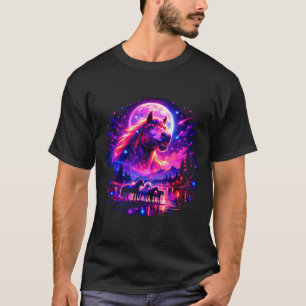 Magische Reitpferde heulender Mond Pferdeliebhaber T-Shirt