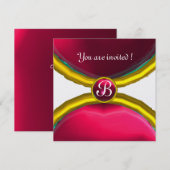 MAGISCHE RINGE, MONOGRAMM-Edelstein rosa Eis Einladung (Vorne/Hinten)