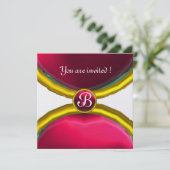 MAGISCHE RINGE, MONOGRAMM-Edelstein rosa Eis Einladung (Stehend Vorderseite)