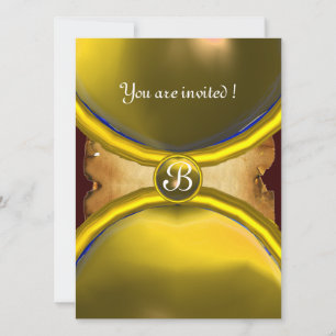 MAGISCHE RINGE, MONOGRAMM-PERGAMENT-Edelstein gelb Einladung