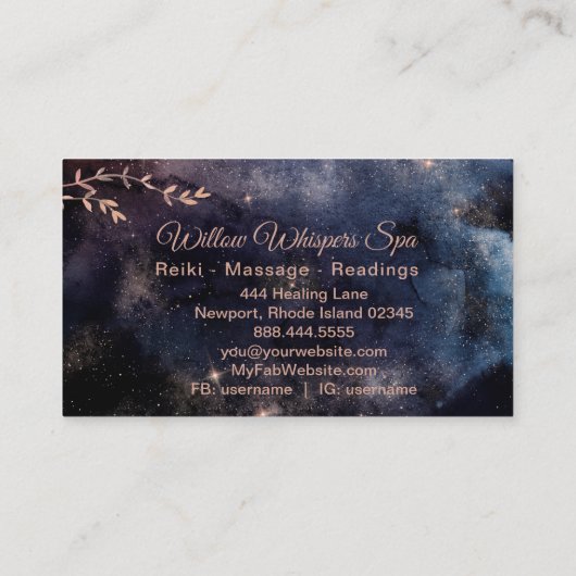 *~* Magische Rosa Aquamarine Himmelsbaumzweig Visitenkarte (Rückseite)