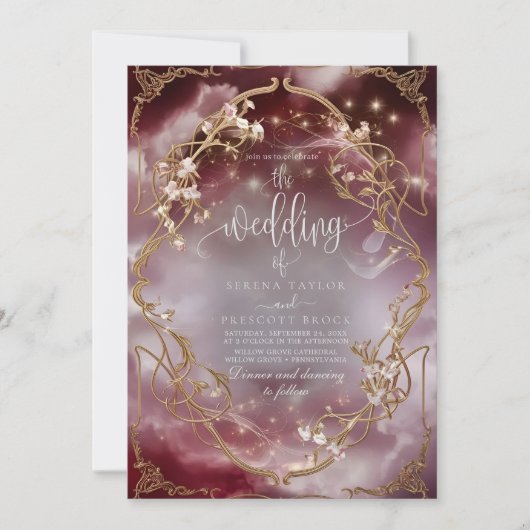 Magische Rose Gold Verziert Barock Hochzeit Einlad Einladung (Vorderseite)