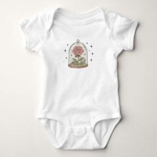 Magische Rose in Glasglocke funkelt Vintage Baby Strampler