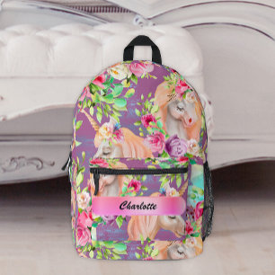 Magische Rose und Einhörner Bedruckter Rucksack