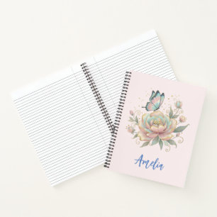 Magische Rose und Schmetterling in Pastellfarben Notizblock