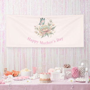 Magische Rose und Schmetterling Pastell Muttertag Banner