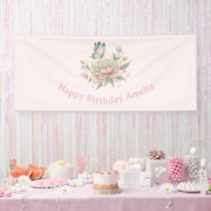Magische Rose und Schmetterling Pastellfarben Gebu Banner