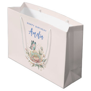Magische Rose und Schmetterling Pastellfarben Gebu Große Geschenktüte