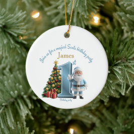 Magische Santa-Geburtstagseinladung – 1. Geburtsta Keramik Ornament