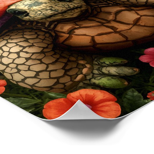 Magische Schildkröte im Blume-Wald Poster (Ecke)