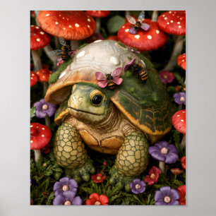 Magische Schildkröte im Blume-Wald Poster