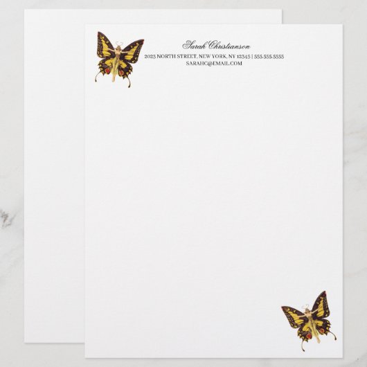 Magische Schmetterlingbrille Briefbogen (Vorne/Hinten)