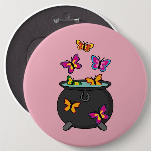 Magische Schmetterlinge aus einem Kessel Button (Vorne & Hinten)