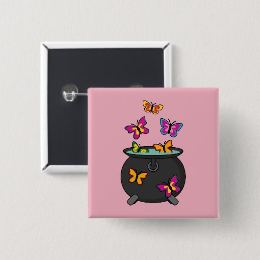 Magische Schmetterlinge aus einem Kessel Button (Vorne & Hinten)