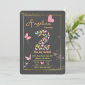 Magische Schmetterlinge niedlich 2. Geburtstag Einladung (Stehend Vorderseite)