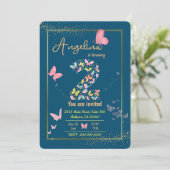 Magische Schmetterlinge niedlich 2. Geburtstag Einladung (Stehend Vorderseite)