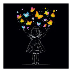 Magische Schmetterlinge tauchen aus der Hand des K Poster