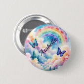Magische Schmetterlinge und Regenbogenfarben Button (Vorne & Hinten)