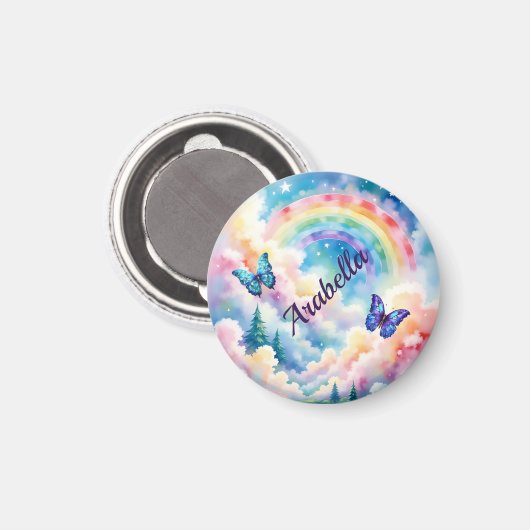 Magische Schmetterlinge und Regenbogenfarben Magnet (Vorderseite/Rückseite)