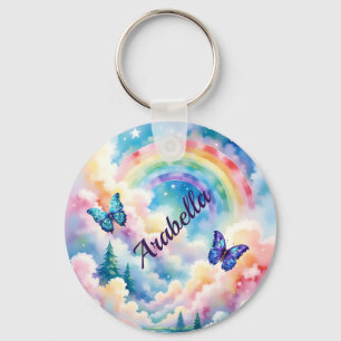 Magische Schmetterlinge und Regenbogenfarben Schlüsselanhänger