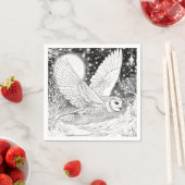 Magische Schnee-Eule im Flug unterm Sternenhimmel Serviette (Beispiel)