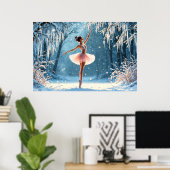 Magische Schneefall Ballerina Wintersport Kunst Poster (Heimbüro)