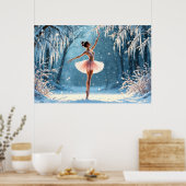 Magische Schneefall Ballerina Wintersport Kunst Poster (Küche)