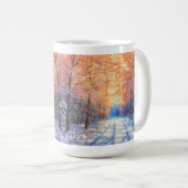 Magische Schneeszene mit Doppelbild 15 oz Tasse (VorderseiteRechts)