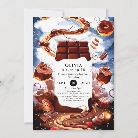 Magische Schokolade Geburtstag Einladung (Vorderseite)