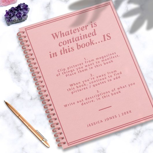 Magische Schöpfungsbox Pink Girly Manifestation Notizblock