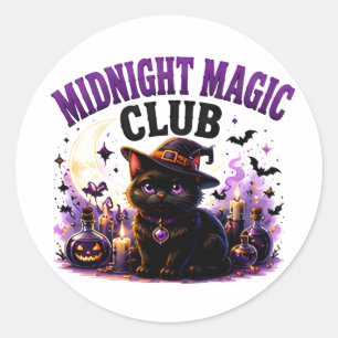 🐈⬛ Magische schwarze Katze Halloween-Spruch 🌙 Runder Aufkleber