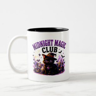 🐈‍⬛ Magische schwarze Katze Halloween-Spruch 🌙 Zweifarbige Tasse
