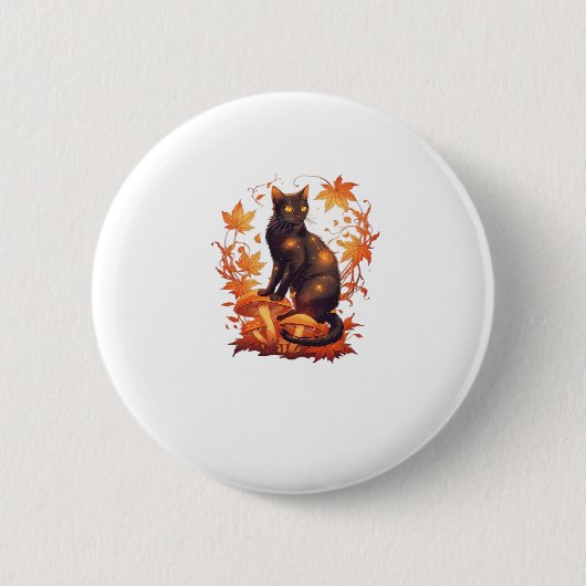 Magische Schwarze Katze im Herbstwald � Celestial  Button (Vorderseite)