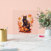 Magische Schwarze Katze im Herbstwald - Fallen Acrylschild (Hochzeit)