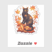 Magische schwarze Katze im Herbstwald � Himmlische Aufkleber (Blatt)
