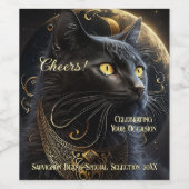 Magische Schwarze Katze Weinetikett (Einzelnes Label)