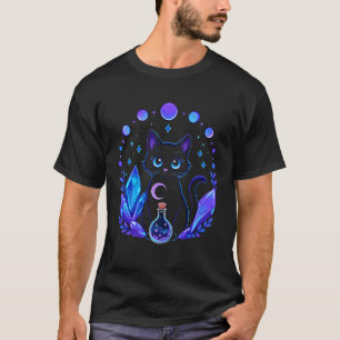 Magische schwarze Katzenhexerei Ästhetik Halloween T-Shirt