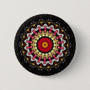 Magische schwarze und rote Mandala Button