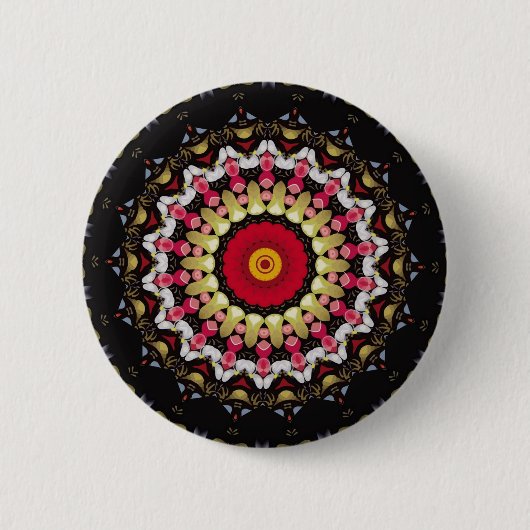 Magische schwarze und rote Mandala Button (Vorderseite)
