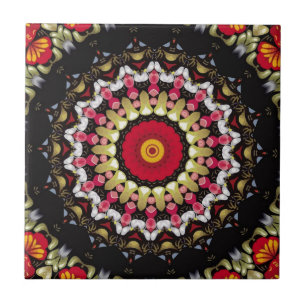 Magische schwarze und rote Mandala Fliese