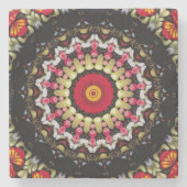 Magische schwarze und rote Mandala Steinuntersetzer (Vorderseite)