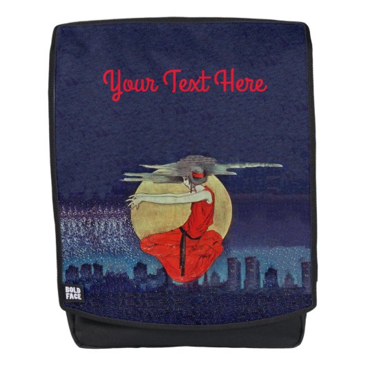 Magische Schwebende Lady Night City Skyline Moon Rucksack (Vorderseite)