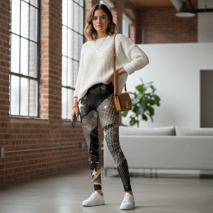 Magische Shiny Gold Stars Stars Stars und Bokeh Li Leggings