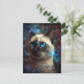 Magische siamesische Katze Whimsisches Fantasy Art Postkarte (Stehend Vorderseite)