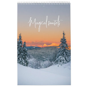 Magische Sonnenuntergangsberge Landschaftsfoto Kalender