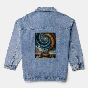Magische Spiraltreppe ins T-Shirt der Sterngalaxie Jeansjacke